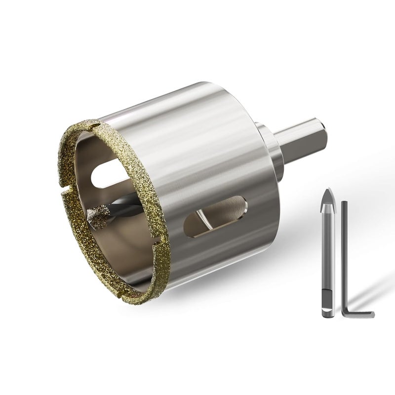 CSOOM 2-1/8"(55mm) Diamond Hole Saw with Center Drill Bit, One-Touch Positioning, Easy to Penetrate Hard Materials Such as Ceramic, Tile, Glass, Granite, Marble, etc. - Image 1